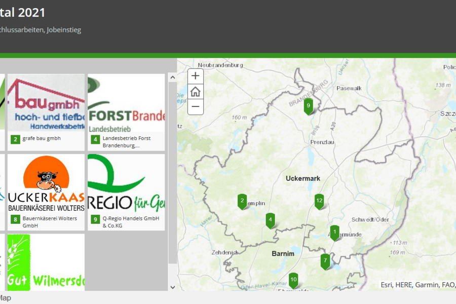 Screenshot Regionalportal der HNE Eberswalde